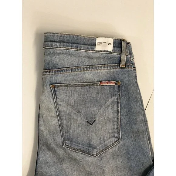 HUDSON JEANS Blue Distressed Crop Skinny Jeans - Picture 7 of 12